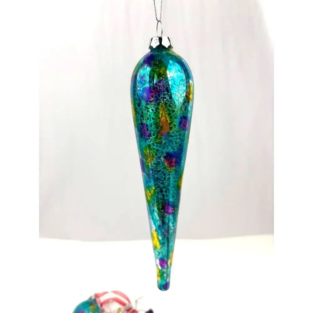 Lot‎ of 5 Holiday Ornaments Christmas Candy Cane Glass Bundle Speckled
